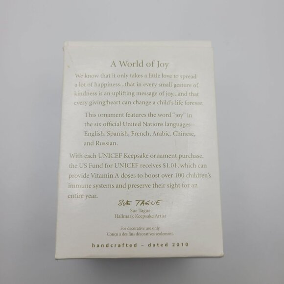 Hallmark Unicef 2010 Joy Keepsake Hot Air Balloon Ornament World Kids Globe Help - Picture 5 of 6